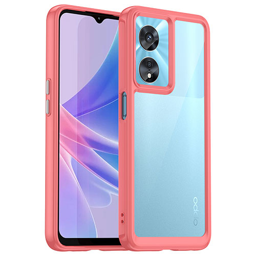Silicone Transparent Frame Case Cover J01S for Oppo A98 5G Red