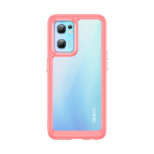 Silicone Transparent Frame Case Cover J01S for Oppo Find X5 Lite 5G Red