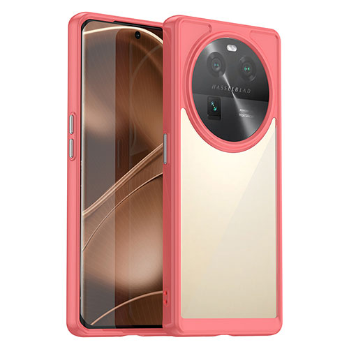 Silicone Transparent Frame Case Cover J01S for Oppo Find X6 5G Red