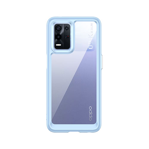 Silicone Transparent Frame Case Cover J01S for Oppo K9X 5G Blue