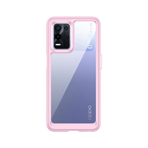 Silicone Transparent Frame Case Cover J01S for Oppo K9X 5G Pink