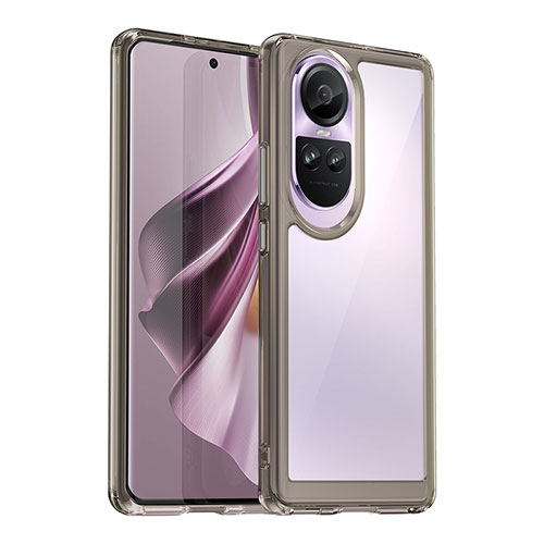 Silicone Transparent Frame Case Cover J01S for Oppo Reno10 5G Gray