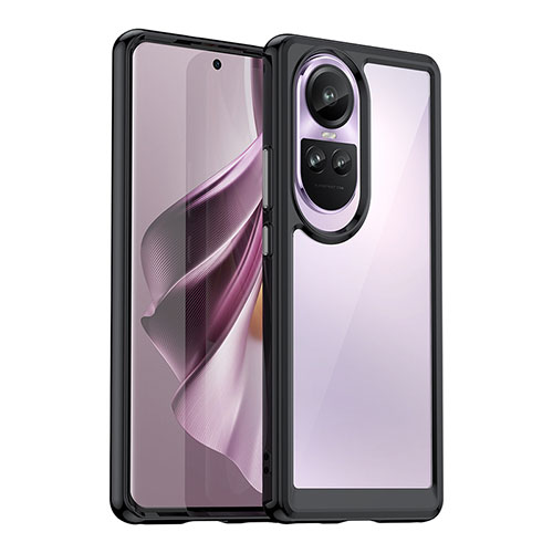 Silicone Transparent Frame Case Cover J01S for Oppo Reno10 Pro 5G Black