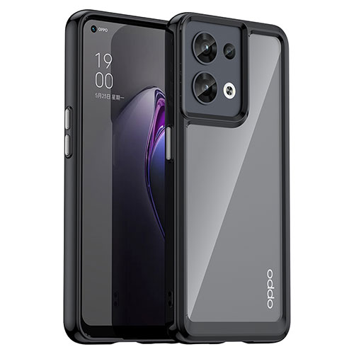 Silicone Transparent Frame Case Cover J01S for Oppo Reno8 5G Black