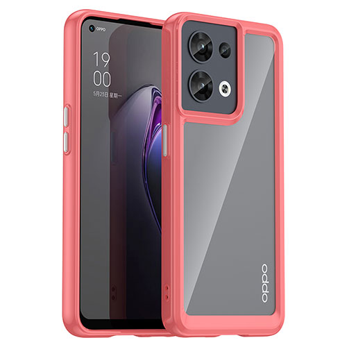 Silicone Transparent Frame Case Cover J01S for Oppo Reno8 5G Red