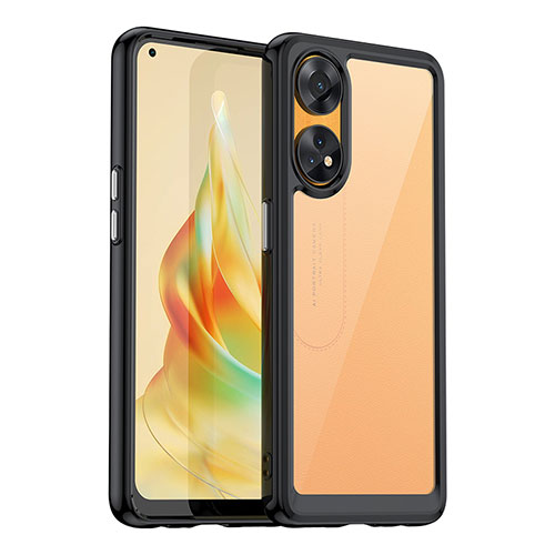 Silicone Transparent Frame Case Cover J01S for Oppo Reno8 T 4G Black