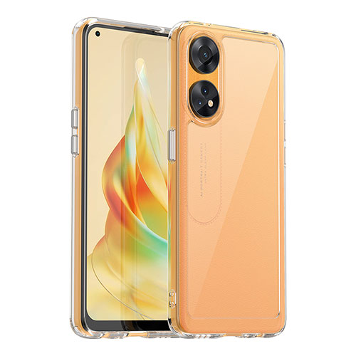 Silicone Transparent Frame Case Cover J01S for Oppo Reno8 T 4G Clear