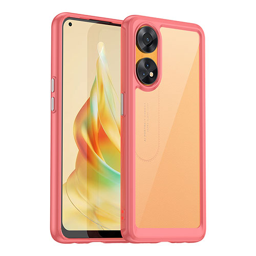 Silicone Transparent Frame Case Cover J01S for Oppo Reno8 T 4G Red