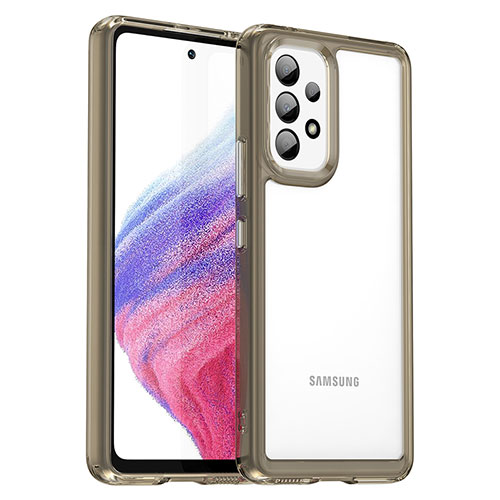 Silicone Transparent Frame Case Cover J01S for Samsung Galaxy A53 5G Gray