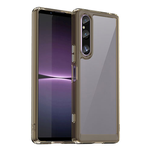 Silicone Transparent Frame Case Cover J01S for Sony Xperia 1 V Gray