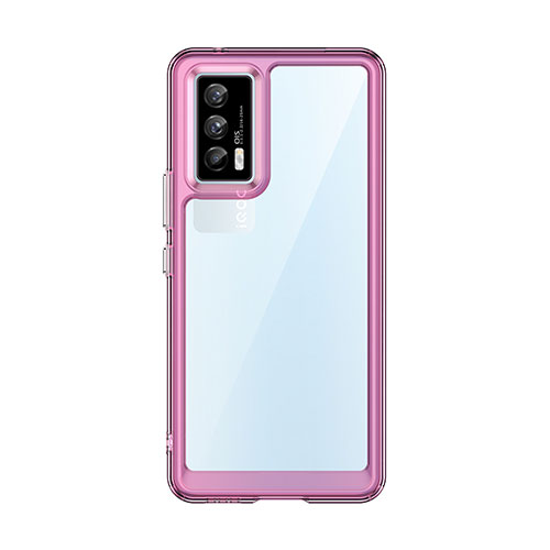 Silicone Transparent Frame Case Cover J01S for Vivo iQOO Neo5 5G Clove Purple