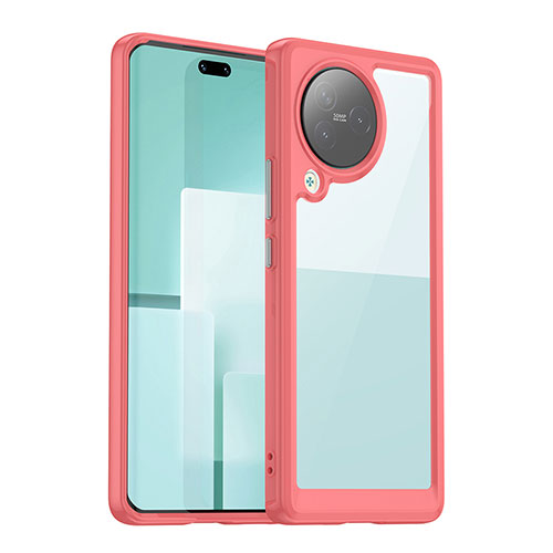 Silicone Transparent Frame Case Cover J01S for Xiaomi Civi 3 5G Red