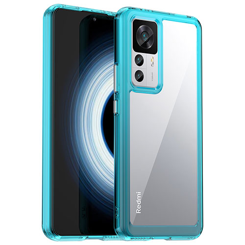 Silicone Transparent Frame Case Cover J01S for Xiaomi Mi 12T 5G Cyan