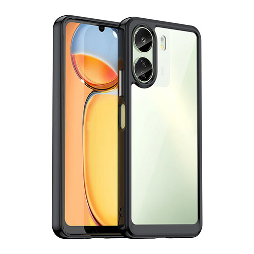 Silicone Transparent Frame Case Cover J01S for Xiaomi Poco C65 Black