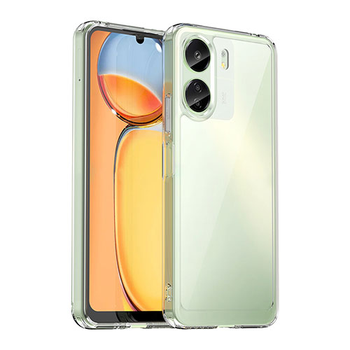 Silicone Transparent Frame Case Cover J01S for Xiaomi Poco C65 Clear