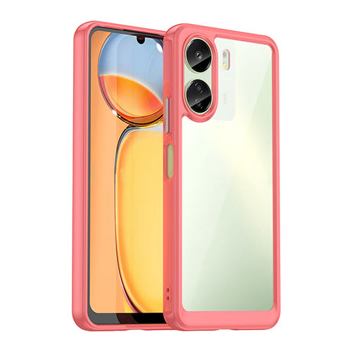 Silicone Transparent Frame Case Cover J01S for Xiaomi Poco C65 Red