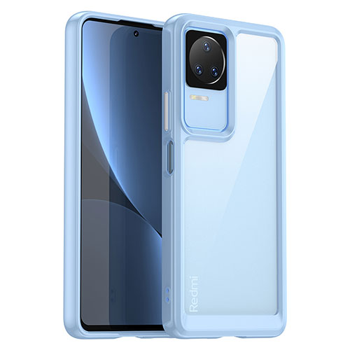 Silicone Transparent Frame Case Cover J01S for Xiaomi Poco F4 5G Blue