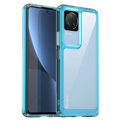 Silicone Transparent Frame Case Cover J01S for Xiaomi Poco F4 5G Sky Blue