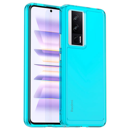 Silicone Transparent Frame Case Cover J01S for Xiaomi Poco F5 Pro 5G Sky Blue