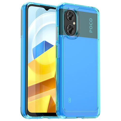 Silicone Transparent Frame Case Cover J01S for Xiaomi Poco M4 5G Blue