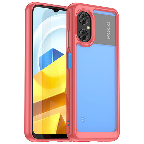 Silicone Transparent Frame Case Cover J01S for Xiaomi Poco M4 5G Red