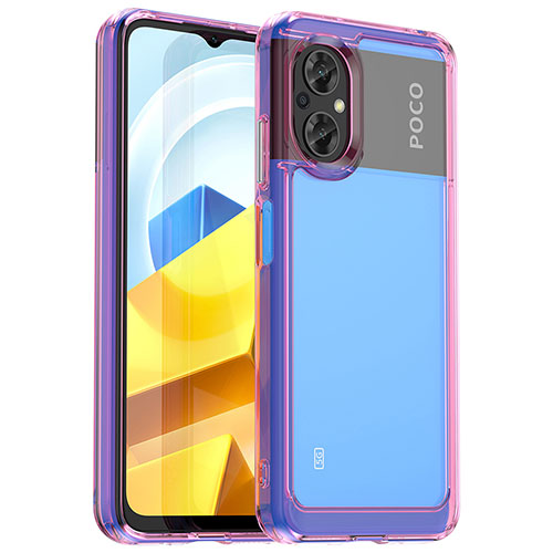Silicone Transparent Frame Case Cover J01S for Xiaomi Poco M5 4G Clove Purple