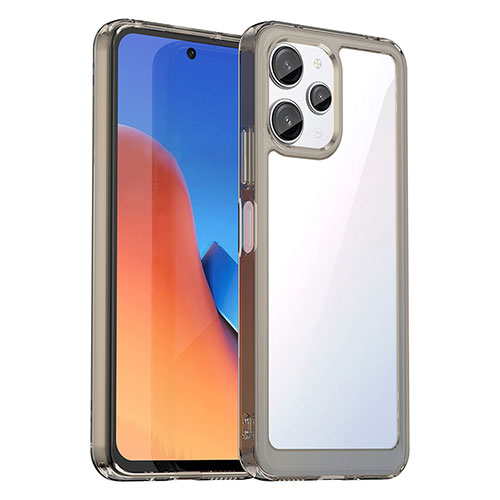 Silicone Transparent Frame Case Cover J01S for Xiaomi Poco M6 Pro 5G Gray