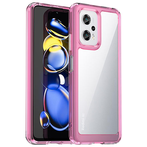 Silicone Transparent Frame Case Cover J01S for Xiaomi Poco X4 GT 5G Hot Pink