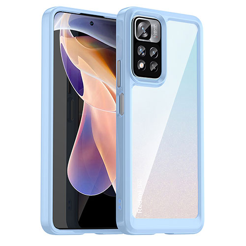 Silicone Transparent Frame Case Cover J01S for Xiaomi Poco X4 NFC Blue