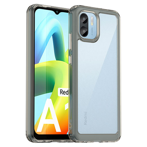 Silicone Transparent Frame Case Cover J01S for Xiaomi Redmi A1 Gray