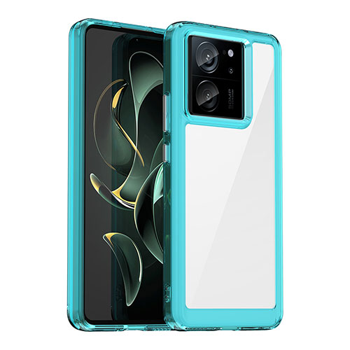 Silicone Transparent Frame Case Cover J01S for Xiaomi Redmi K60 Ultra 5G Cyan