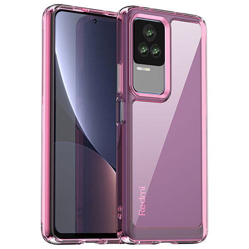 Silicone Transparent Frame Case Cover J01S for Xiaomi Redmi K60E 5G Clove Purple