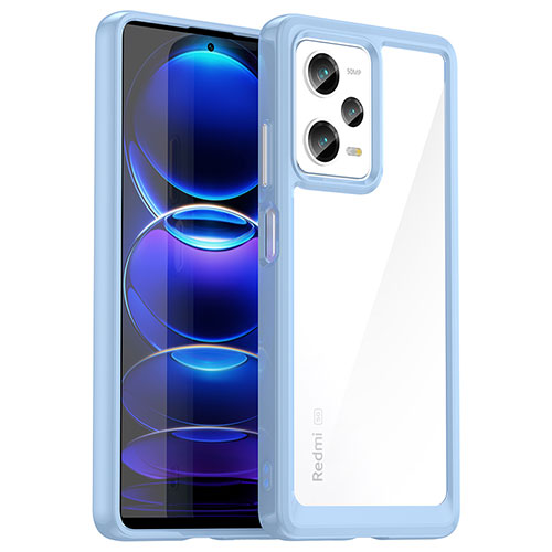 Silicone Transparent Frame Case Cover J01S for Xiaomi Redmi Note 12 Pro 5G Blue