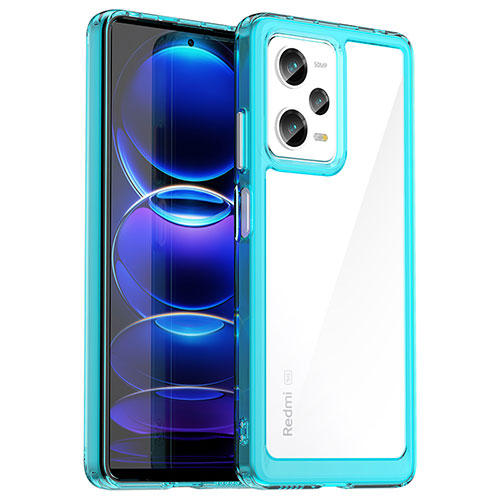 Silicone Transparent Frame Case Cover J01S for Xiaomi Redmi Note 12 Pro 5G Blue