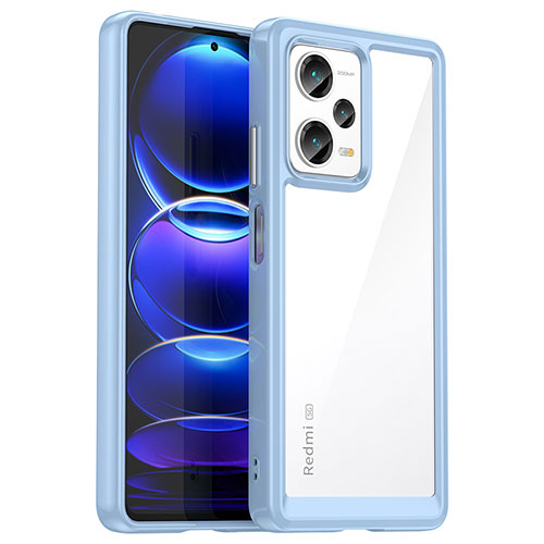 Silicone Transparent Frame Case Cover J01S for Xiaomi Redmi Note 12 Pro+ Plus 5G Blue