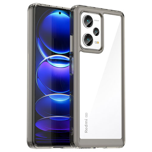 Silicone Transparent Frame Case Cover J01S for Xiaomi Redmi Note 12 Pro+ Plus 5G Gray