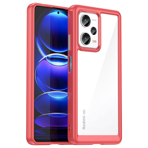 Silicone Transparent Frame Case Cover J01S for Xiaomi Redmi Note 12 Pro+ Plus 5G Red