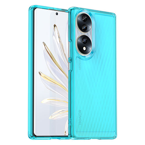 Silicone Transparent Frame Case Cover J02S for Huawei Honor 70 5G Blue