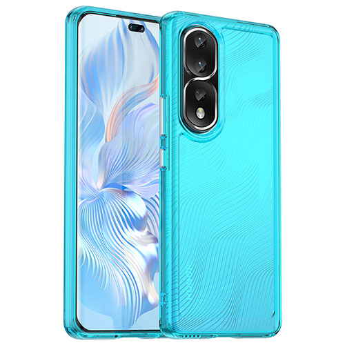 Silicone Transparent Frame Case Cover J02S for Huawei Honor 80 Pro Flat 5G Blue