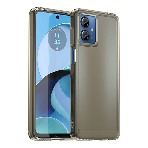Silicone Transparent Frame Case Cover J02S for Motorola Moto G14 Gray