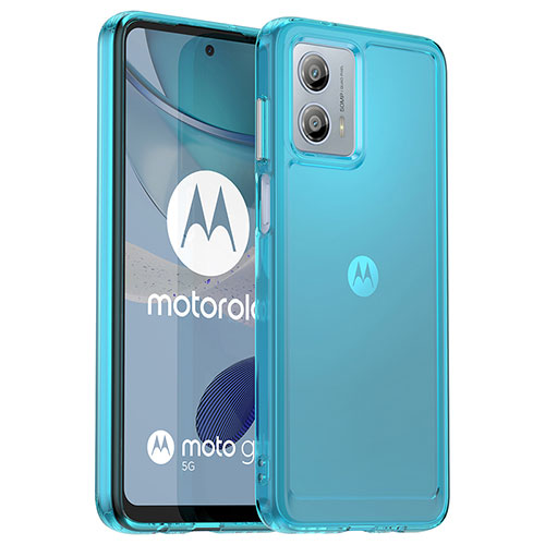 Silicone Transparent Frame Case Cover J02S for Motorola Moto G53y 5G Blue