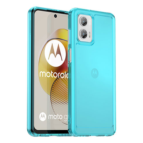 Silicone Transparent Frame Case Cover J02S for Motorola Moto G73 5G Blue