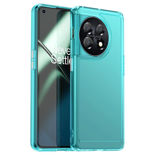 Silicone Transparent Frame Case Cover J02S for OnePlus 11 5G Blue