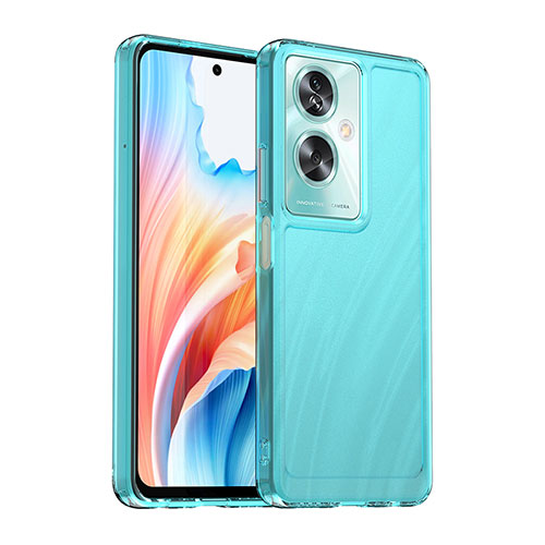 Silicone Transparent Frame Case Cover J02S for Oppo A2 5G Blue