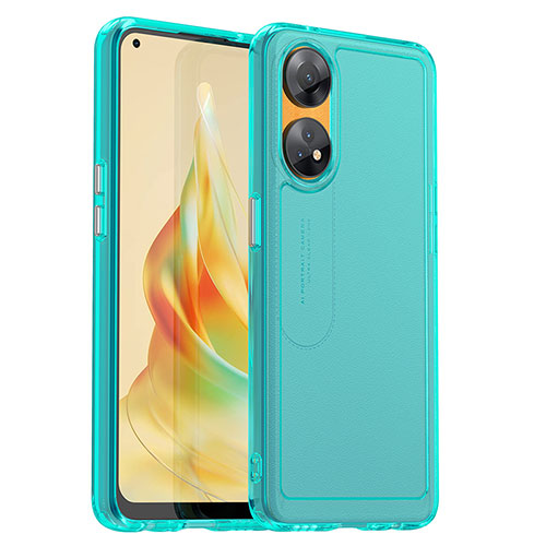 Silicone Transparent Frame Case Cover J02S for Oppo Reno8 T 4G Blue