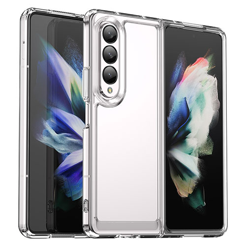 Silicone Transparent Frame Case Cover J02S for Samsung Galaxy Z Fold3 5G Clear