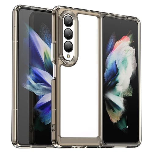 Silicone Transparent Frame Case Cover J02S for Samsung Galaxy Z Fold3 5G Gray