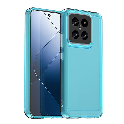 Silicone Transparent Frame Case Cover J02S for Xiaomi Mi 14 5G Blue