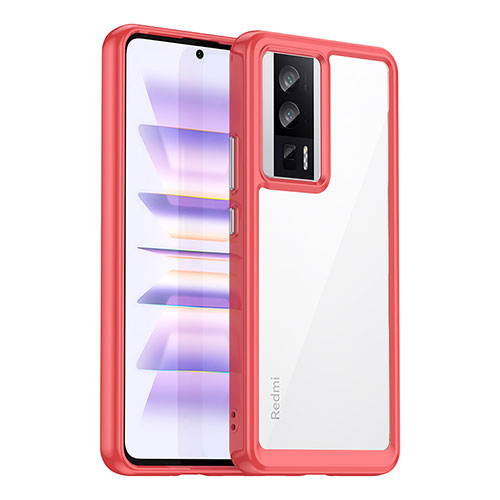 Silicone Transparent Frame Case Cover J02S for Xiaomi Poco F5 Pro 5G Red