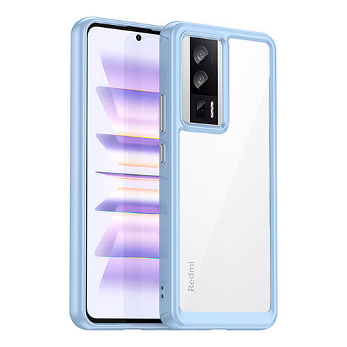 Silicone Transparent Frame Case Cover J02S for Xiaomi Redmi K60 5G Blue